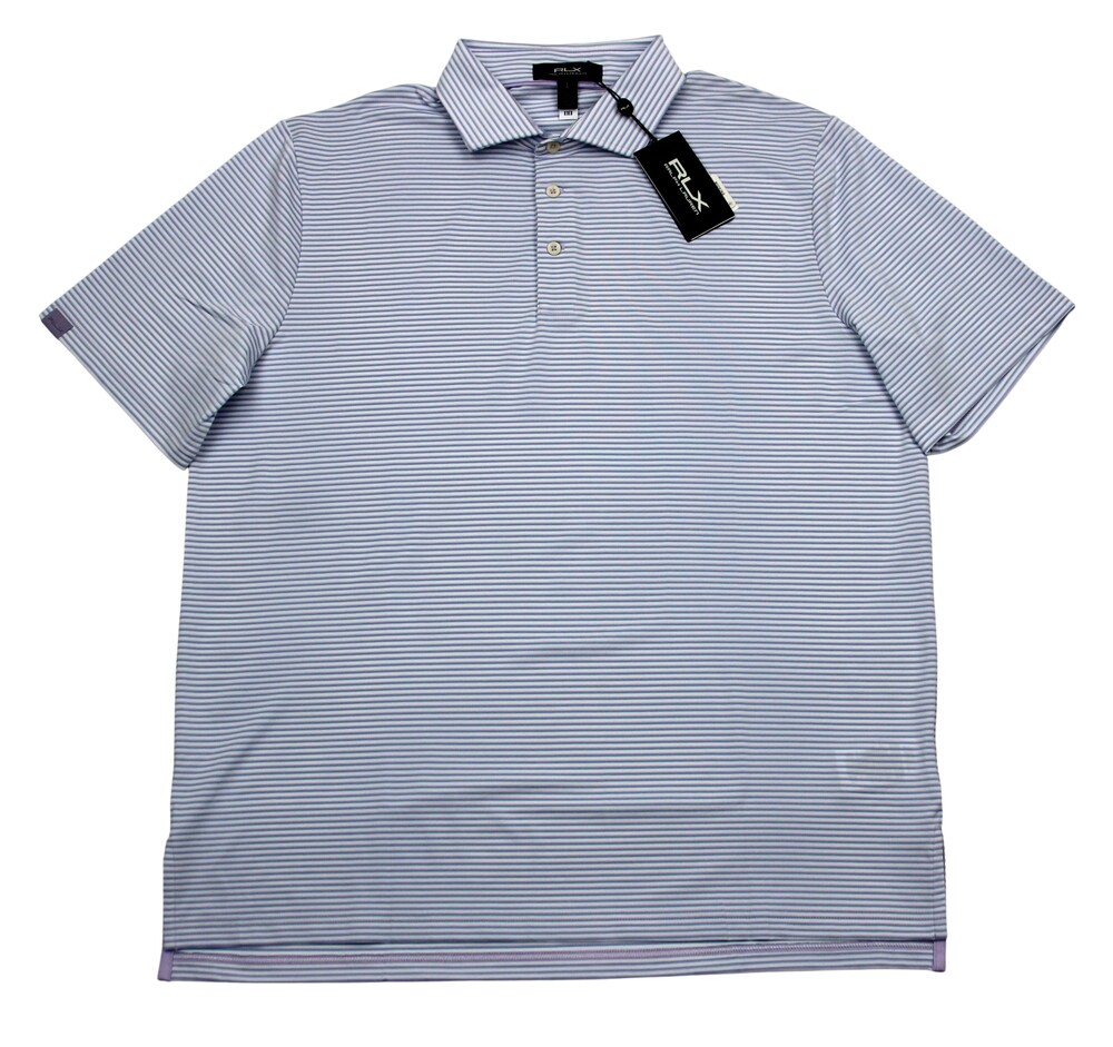 RLX Ralph Lauren Polo Shirt Mens L Purple Stripe Golf Concept 1 Stretch Jersey